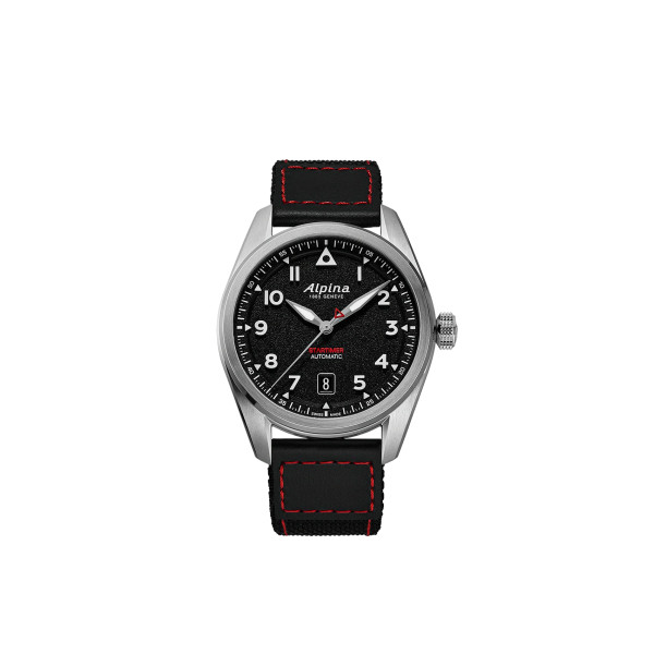 Montre Alpina Startimer Pilot Automatic 40mm Cadran Noir Bracelet Cuir Noir