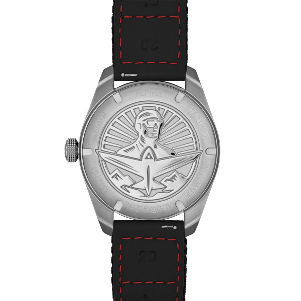 Montre Alpina Startimer Pilot Automatic 40mm Cadran Noir Bracelet Cuir Noir