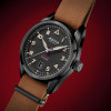 Montre Alpina Startimer Pilot Automatic 40mm Cadran Noir Bracelet Cuir Brun
