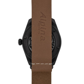 Montre Alpina Startimer Pilot Automatic 40mm Cadran Noir Bracelet Cuir Brun