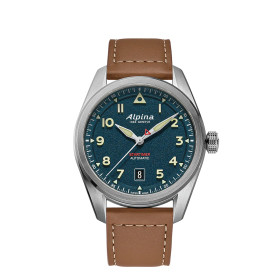 Montre Alpina Startimer Pilot Automatic 40mm Cadran Bleu Bracelet Cuir Brun