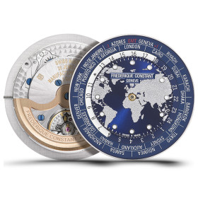 Montre Frederique Constant Manufacture Classic Worldtimer Cadran Bleu Bracelet Acier