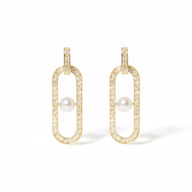 Boucles d'oreilles Dinh Van Boucles d'oreilles Maillon Perle Or Jaune