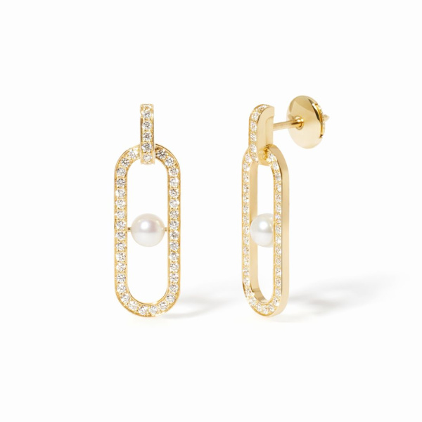 Boucles d'oreilles Dinh Van Boucles d'oreilles Maillon Perle Or Jaune