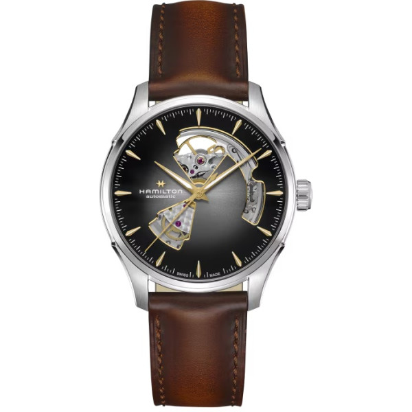 Montre Hamilton Jazzmaster Open Heart Auto 40mm Cadran Noir Bracelet Cuir