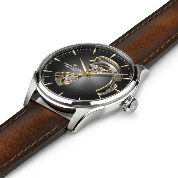Montre Hamilton Jazzmaster Open Heart Auto 40mm Cadran Noir Bracelet Cuir