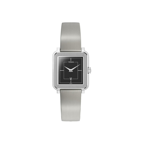 Montre Yema Radiance Quartz 30mm Cadran Noir Bracelet Cuir Gris