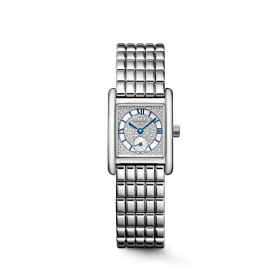 Montre Longines dolcevita 21,50 x 29 mm Quartz Cadran Neige Serti Bracelet Acier
