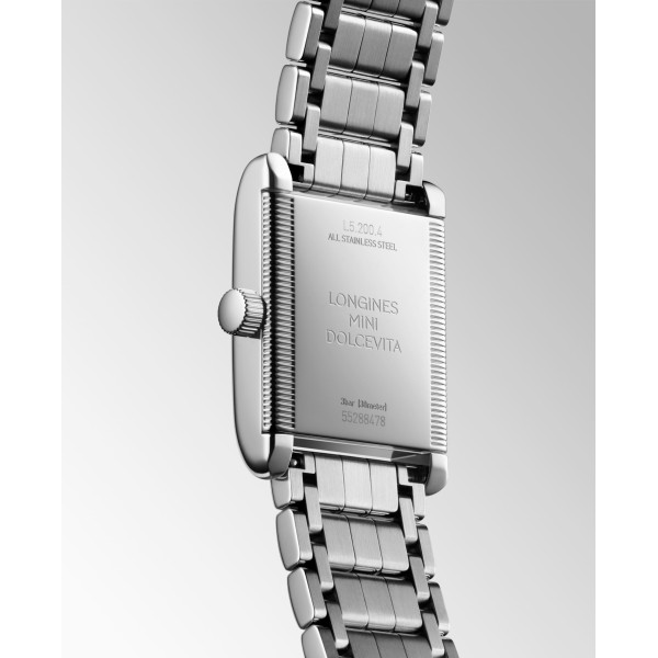 Montre Longines dolcevita 21,50 x 29 mm Quartz Cadran Neige Serti Bracelet Acier