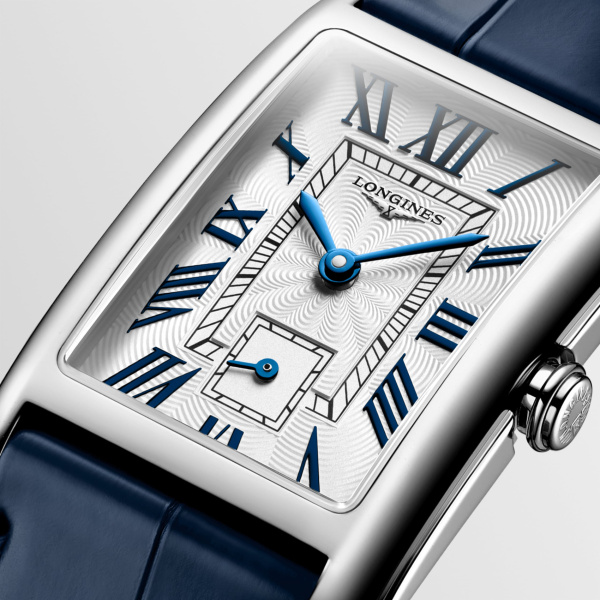 Montre Longines DolceVita L5.512.4.70.2 23x37mm Quartz Cadran argenté flinqué bracelet bleu