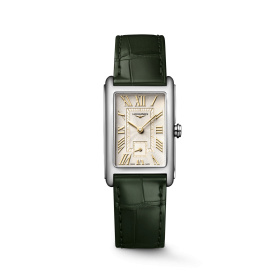 Montre Longines DolceVita L5.512.4.08.2 23x37mm Quartz Boîtier acier cadran ivoire flinqué bracelet vert