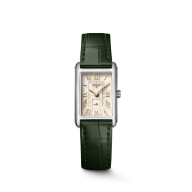 Montre Longines DolceVita L5.255.4.08.2 20.80x32mm Quartz Boîtier rectangulaire acier cadran ivoire flinqué bracelet vert