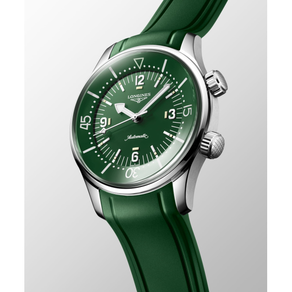 Montre Longines Legend Diver L3.764.4.06.9 39mm Automatique Cadran vert laqué poli