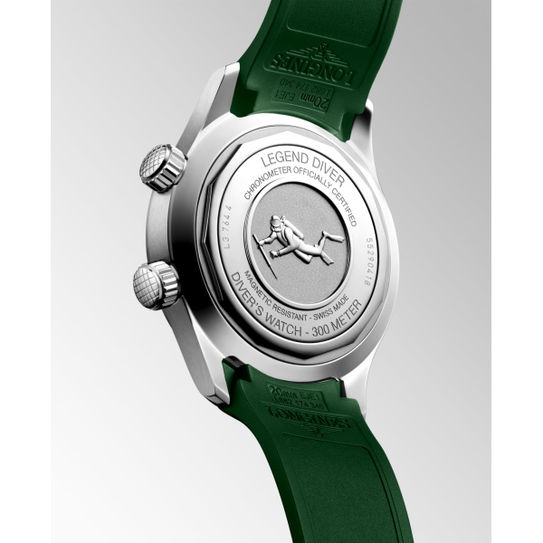 Montre Longines Legend Diver L3.764.4.06.9 39mm Automatique Cadran vert laqué poli