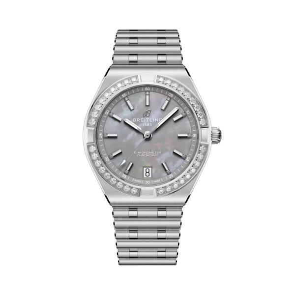 Montre Breitling Chronomat Automatic 36 36mm Automatique Cadran nacre grise bracelet acier