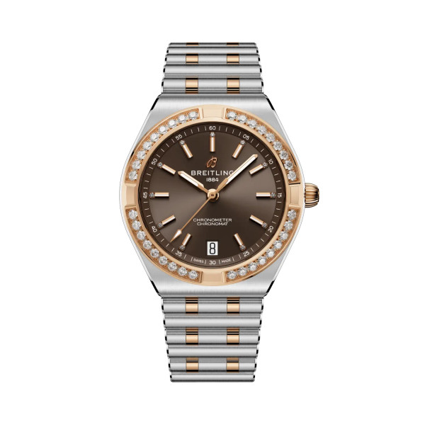 Montre Breitling Chronomat Automatic 36mm Cadran brun bicolore acier or rouge