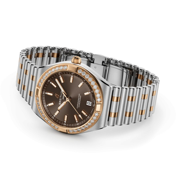 Montre Breitling Chronomat Automatic 36mm Cadran brun bicolore acier or rouge