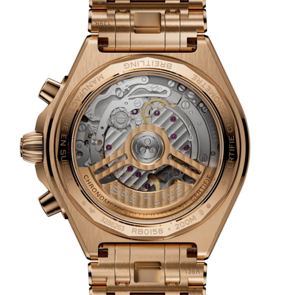 Montre Breitling Chronomat B01 Chronograph 42mm Automatique Cadran marron or rose 18ct