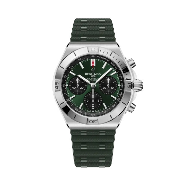 Montre Breitling Chronomat B01 42mm Automatique Cadran Vert Bracelet Caoutchouc