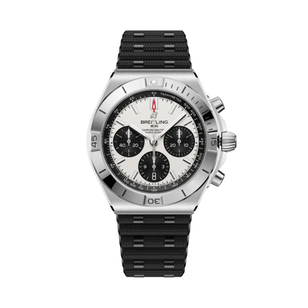 Montre Breitling Chronomat B01 42mm Automatique Cadran Blanc Bracelet Caoutchouc