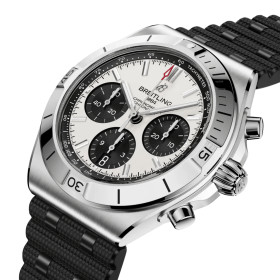Montre Breitling Chronomat B01 42mm Automatique Cadran Blanc Bracelet Caoutchouc