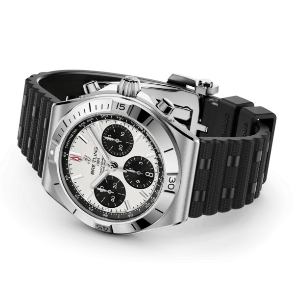 Montre Breitling Chronomat B01 42mm Automatique Cadran Blanc Bracelet Caoutchouc