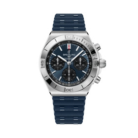 Montre Breitling Chronomat B01 Chronograph 42mm Automatique Cadran bleu bracelet Caoutchouc
