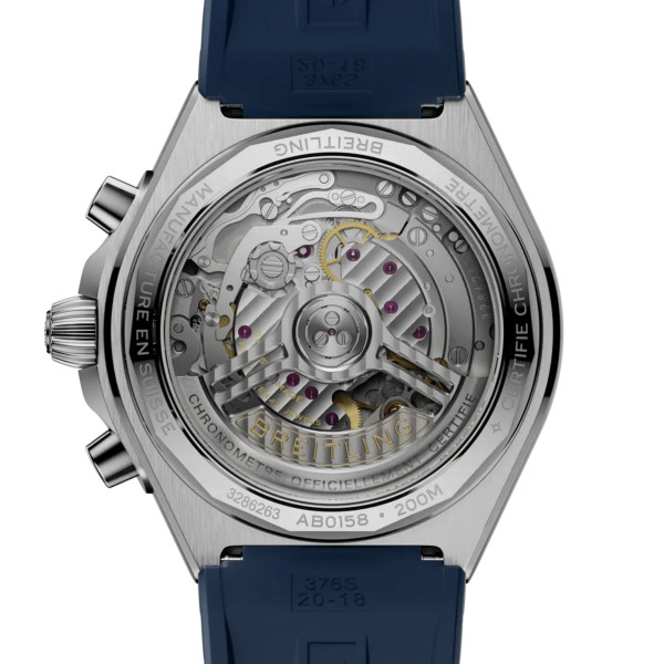 Montre Breitling Chronomat B01 Chronograph 42mm Automatique Cadran bleu bracelet Caoutchouc