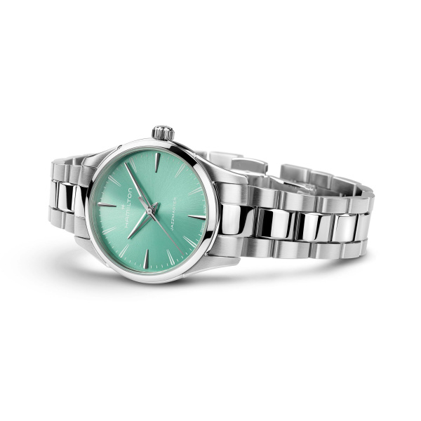Montre Hamilton Jazzmaster 32mm Quartz Cadran Bleu Soleil Turquoise