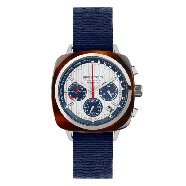 Montre Briston Clubmaster Regatta 42mm Méca-Quartz Cadran Strié Index Nato Bleu