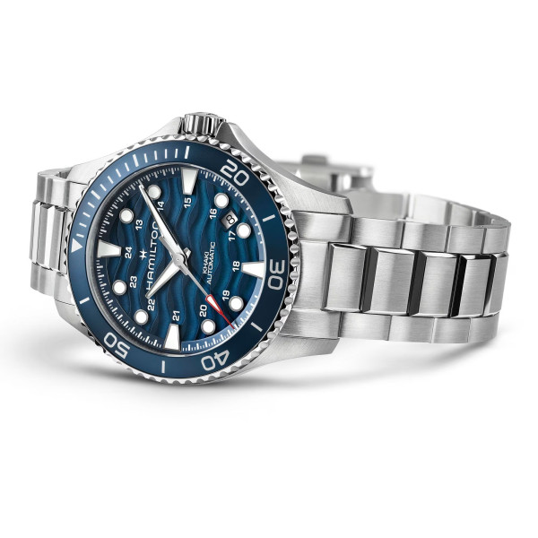 Montre Hamilton Khaki Navy Scuba40mm Automatique Cadran blanc laqué bracelet acier