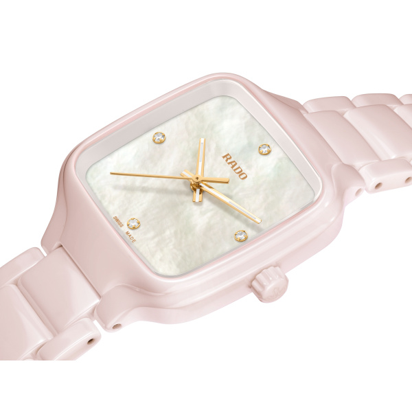 Montre Rado True Square Diamonds 29,2mm Quartz Cadran Nacre Blanche Diamants