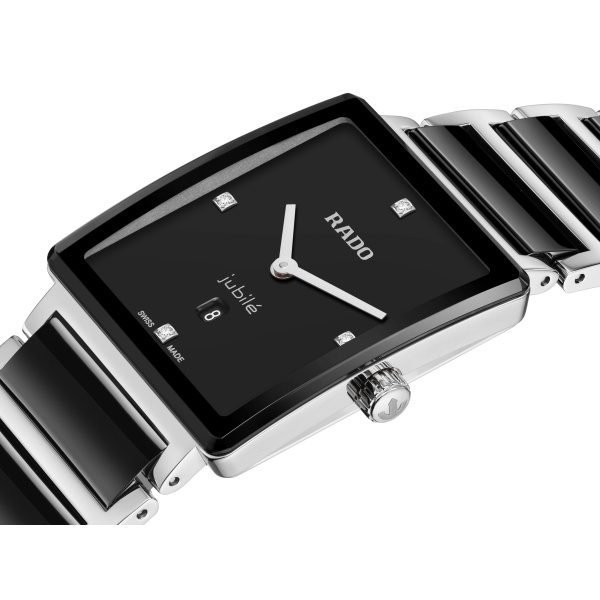 Montre Rado Integral Diamonds 28mm Quartz Cadran Noir Laqué