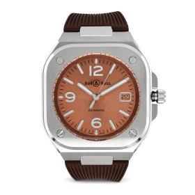 Montre Occasion BR 05 Copper Brown automatique cadran marron bracelet caoutchouc 40 mm