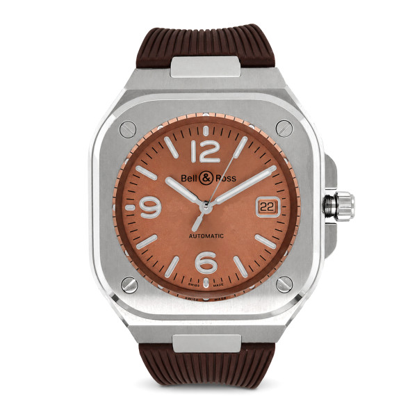Montre Occasion BR 05 Copper Brown automatique cadran marron bracelet caoutchouc 40 mm
