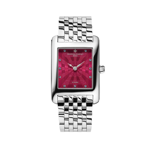 Montre Frédérique Constant Classics Carrée Ladies By Felipao 36mm Quartz Cadran Rose Damier Swarovski