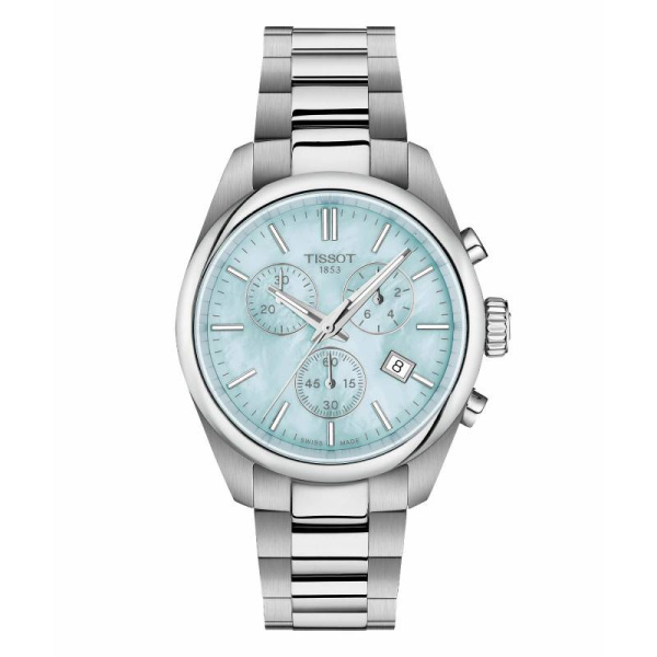 Montre Tissot PR 100 Chronographe 36mm Quartz Cadran Nacré Bleuté
