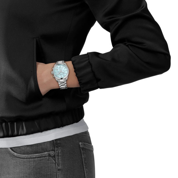 Montre Tissot PR 100 Chronographe 36mm Quartz Cadran Nacré Bleuté
