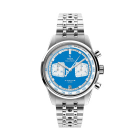 Montre Yema Rallygraf Meca Quartz Alpine Cup Series Cadran Bleu Chrono Blanc