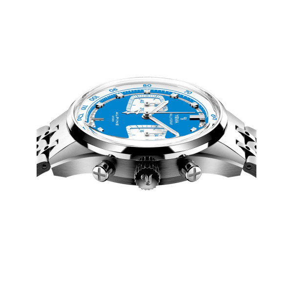 Montre Yema Rallygraf Meca Quartz Alpine Cup Series Cadran Bleu Chrono Blanc