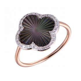 Bague Morganne Bello Lumière Nacre Grise Diamants Or Rose