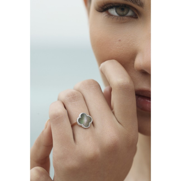 Bague Morganne Bello Lumière Nacre Grise Diamants Or Rose