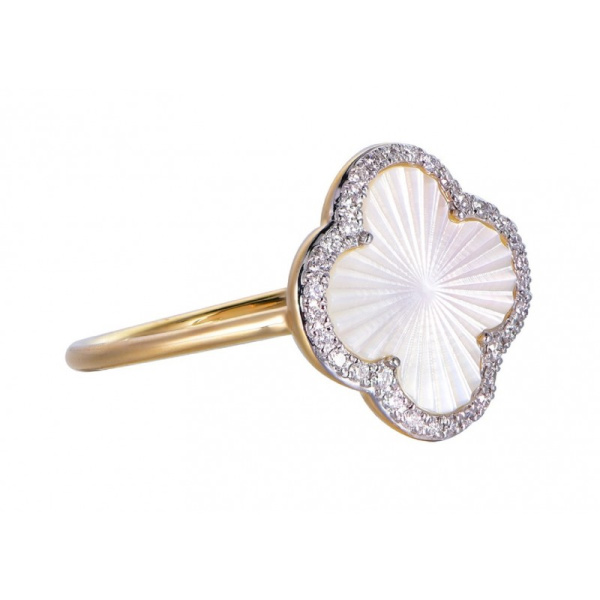 Bague Morganne Bello Lumière Nacre Blanche Diamants Or Jaune