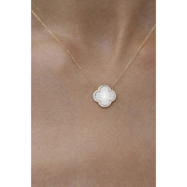 Collier Morganne Bello Lumière Nacre Blanche Or Jaune