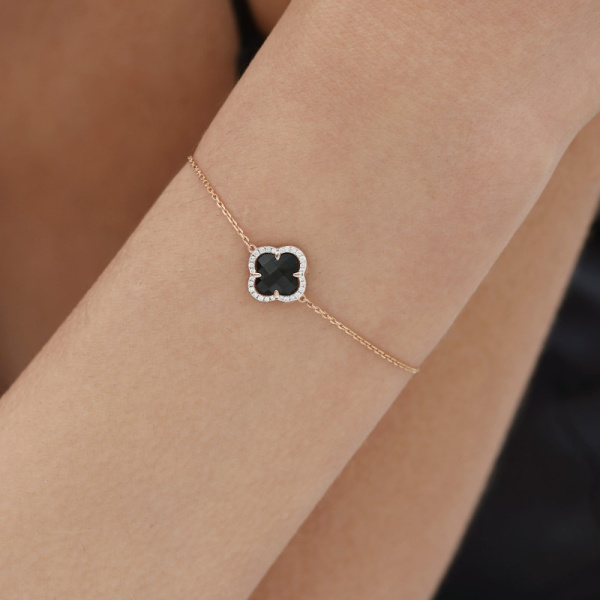 Bracelet Morganne Bello Victoria Mini Onyx Diamants Or Rose