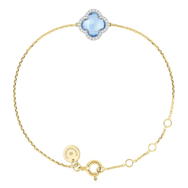 Bracelet Morganne Bello Victoria Mini Topaze Swiss Blue Diamants Or Jaune