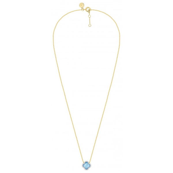 Collier Morganne Bello Victoria Mini Topaze Swiss Blue Diamants Or Jaune