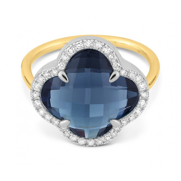 Bague Morganne Bello Victoria Topaze Blue London Grand Modèle Or Jaune