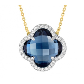 Collier Morganne Bello Victoria Topaze Blue London Grand Modèle Or Jaune
