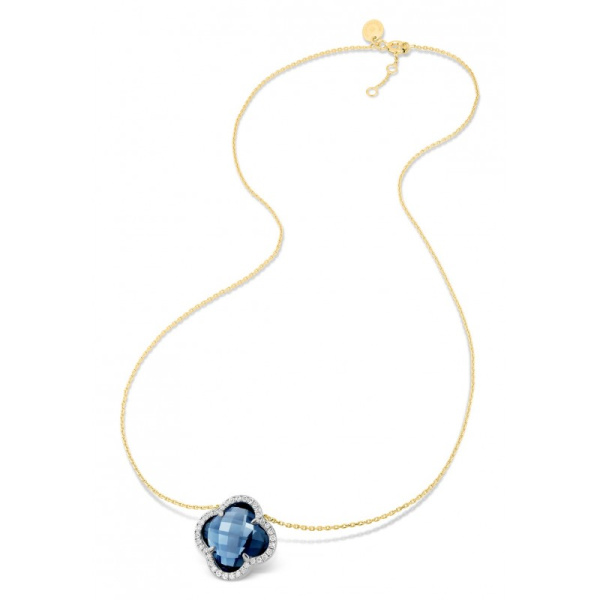 Collier Morganne Bello Victoria Topaze Blue London Grand Modèle Or Jaune